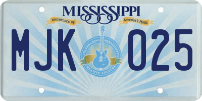 MS license plate MJK025