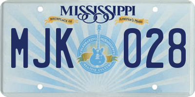 MS license plate MJK028