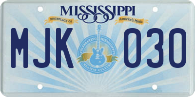 MS license plate MJK030