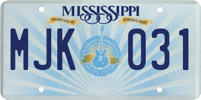 MS license plate MJK031