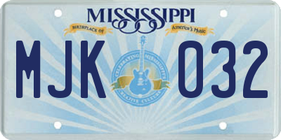 MS license plate MJK032