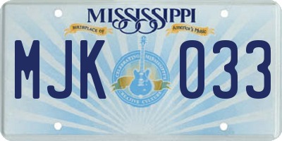 MS license plate MJK033