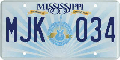 MS license plate MJK034