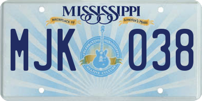 MS license plate MJK038