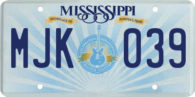 MS license plate MJK039
