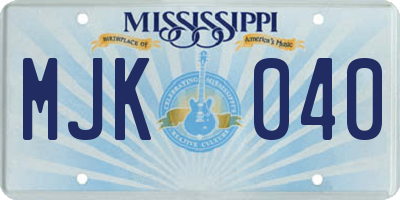 MS license plate MJK040