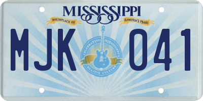 MS license plate MJK041