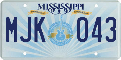 MS license plate MJK043