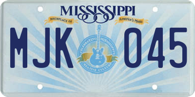 MS license plate MJK045