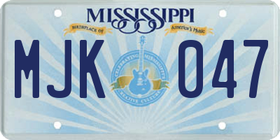 MS license plate MJK047