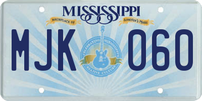 MS license plate MJK060