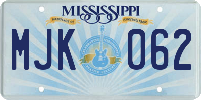MS license plate MJK062