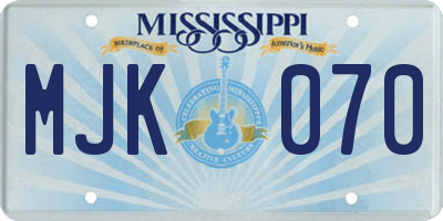 MS license plate MJK070