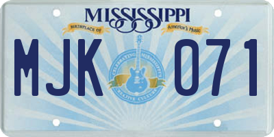 MS license plate MJK071