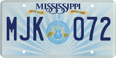 MS license plate MJK072