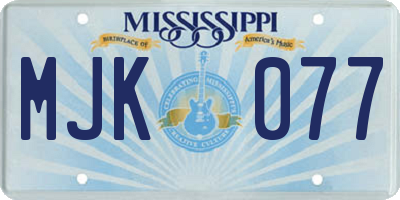 MS license plate MJK077