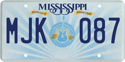 MS license plate MJK087