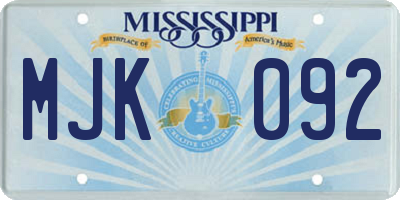 MS license plate MJK092