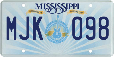 MS license plate MJK098