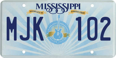 MS license plate MJK102