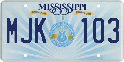 MS license plate MJK103