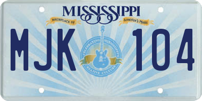 MS license plate MJK104