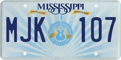 MS license plate MJK107