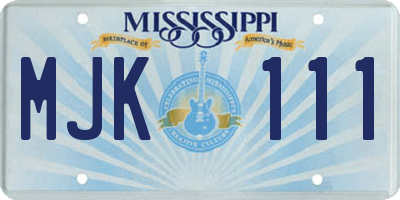 MS license plate MJK111