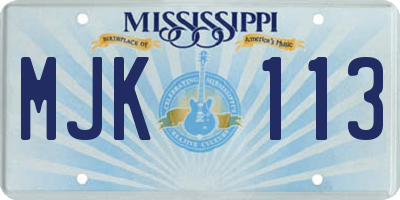 MS license plate MJK113