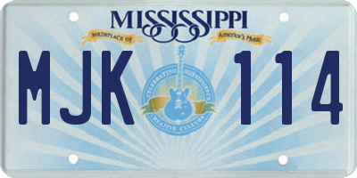 MS license plate MJK114