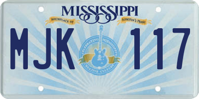 MS license plate MJK117