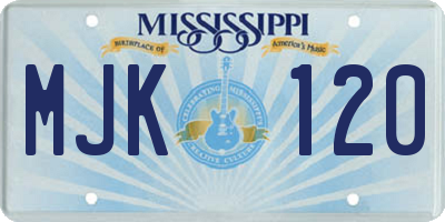 MS license plate MJK120