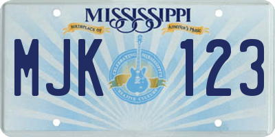 MS license plate MJK123