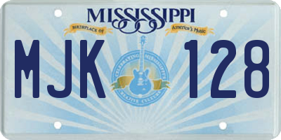 MS license plate MJK128