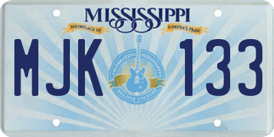 MS license plate MJK133