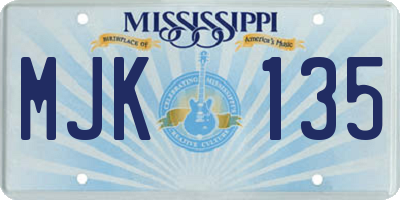 MS license plate MJK135