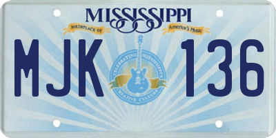 MS license plate MJK136