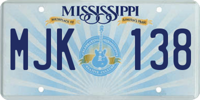 MS license plate MJK138