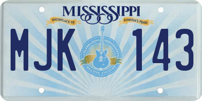 MS license plate MJK143
