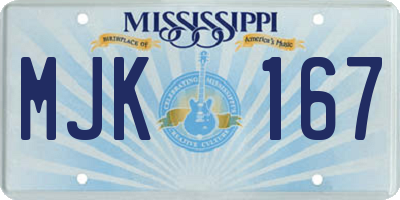 MS license plate MJK167