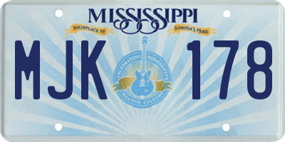MS license plate MJK178