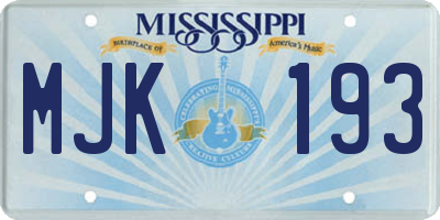 MS license plate MJK193