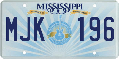 MS license plate MJK196