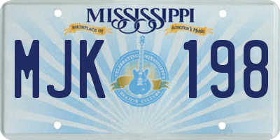 MS license plate MJK198