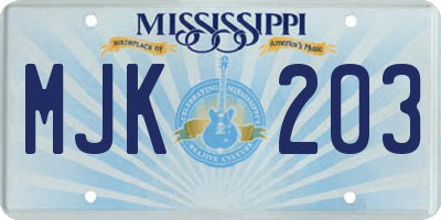 MS license plate MJK203