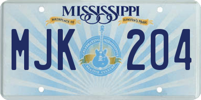 MS license plate MJK204