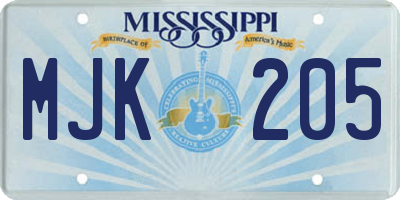 MS license plate MJK205
