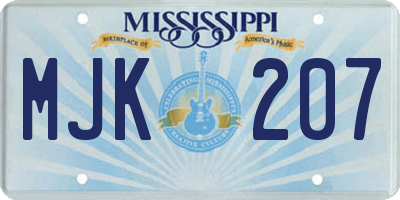 MS license plate MJK207