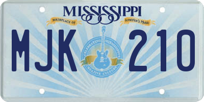 MS license plate MJK210