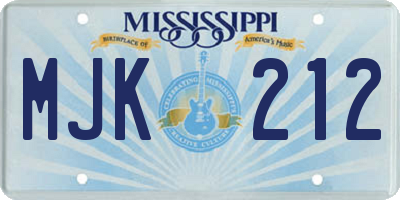 MS license plate MJK212
